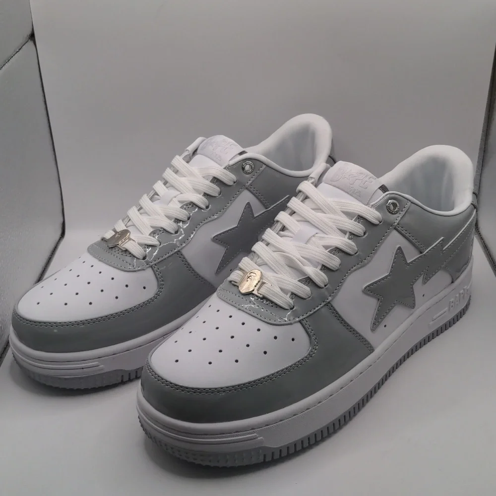 New A Bathing Ape Bapesta Men's Sneakers Light Grey Sz 12 - Picture 7 of 13